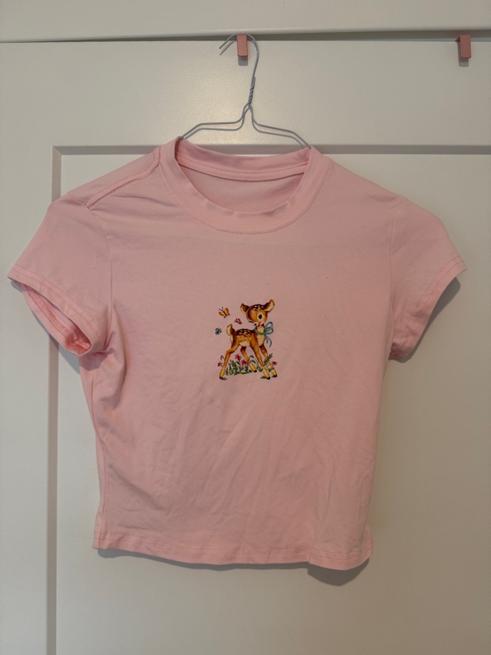 Pink Deer Graphic Crop Tee